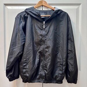 Athletex Black Hooded Windbreaker Jacket, size small